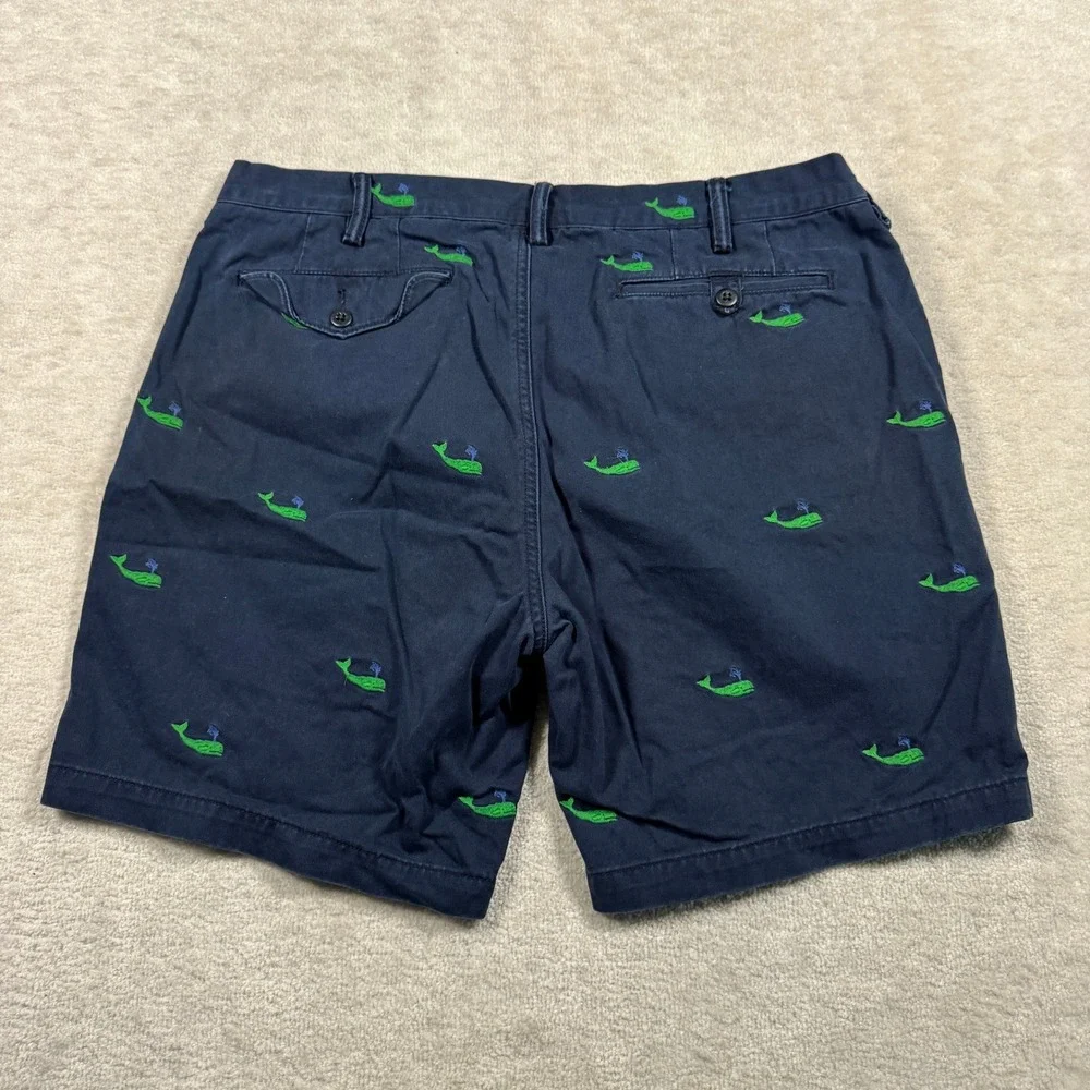 Polo Ralph Lauren Shorts Mens 38 Navy Blue Slim GI Fit Embroidered Whale Chino